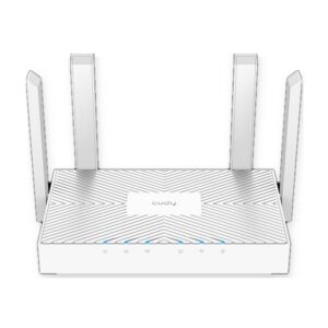 Cudy WR1300E Routeur WiFi Cudy WR1300E AC1200 blanc avec 4 antennes externes, vue de face