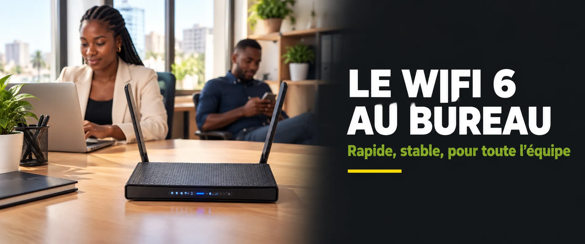 Routeur WiFi 6 MikroTik hAP ax³ posé sur un bureau à Dakar