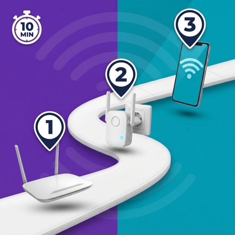 Les trois étapes pour installer un répéteur WiFi, de la box au smartphone