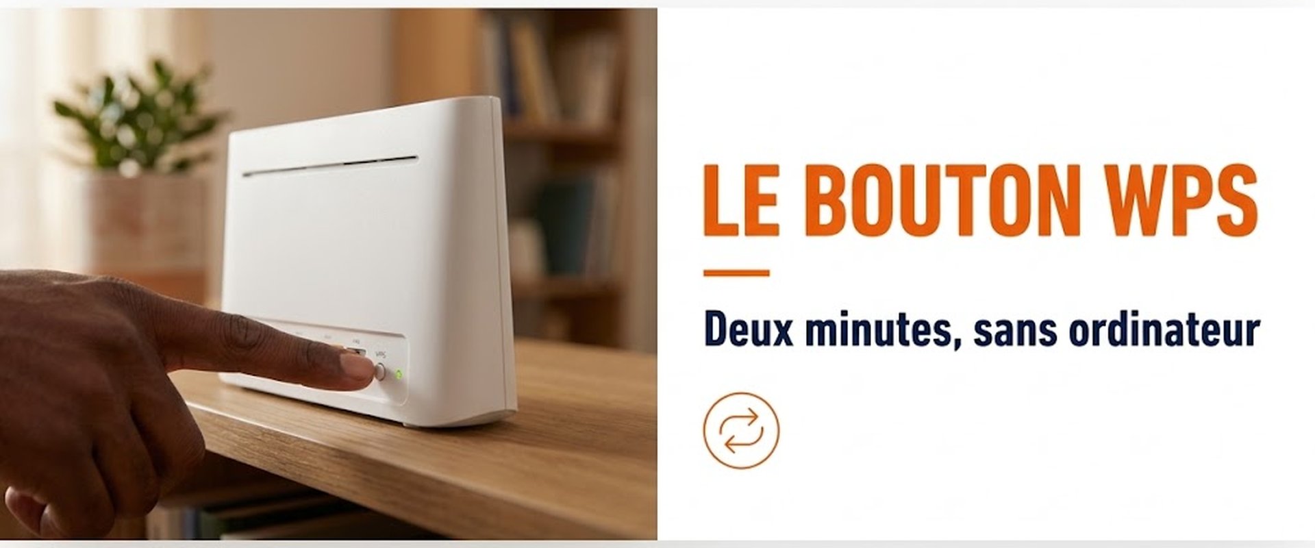 Doigt appuyant sur le bouton WPS d'une box pour configurer un répéteur WiFi