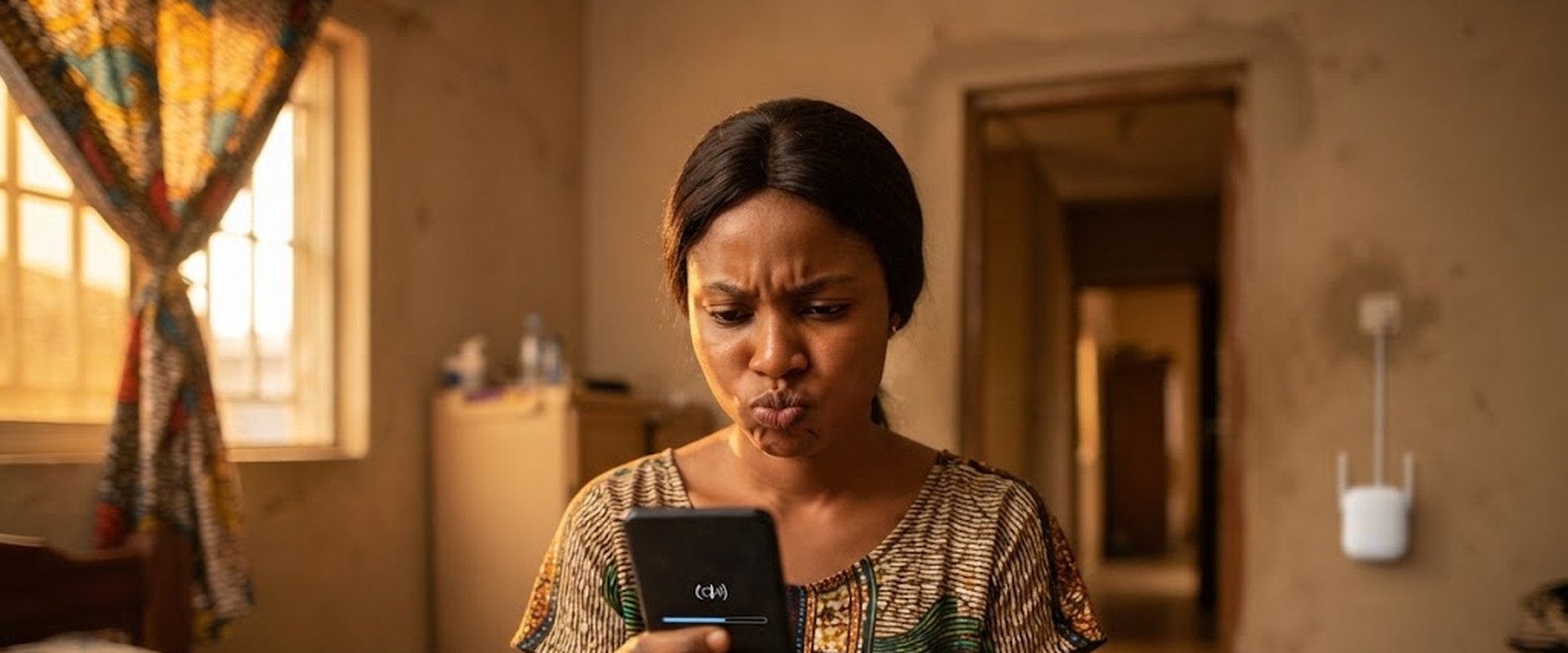 Femme dans sa chambre à Dakar dont la vidéo ne charge pas malgré un répéteur WiFi